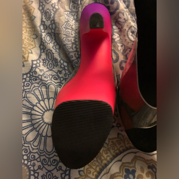 Preowned Pleaser Ombré Orange,Pink and Yellow Platform Heels Size 6 - Picture 5 of 8